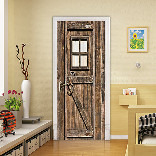 

3D 2pcs Self-adhesive Creative Door Stickers Living Room Bedroom Diy Decorative Home Waterproof Wall Stickers 77x200cm