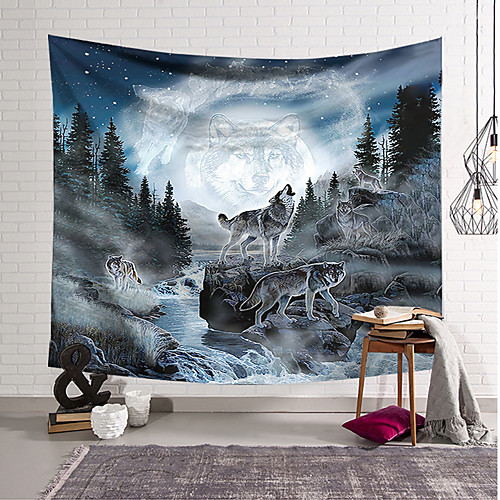 

Wall Tapestry Art Decor Blanket Curtain Hanging Home Bedroom Living Room Decoration Polyester Wolf