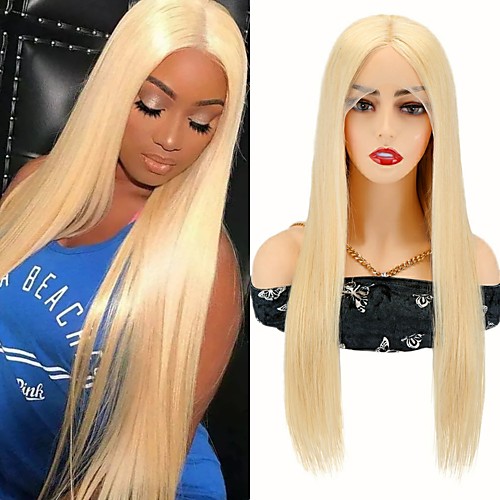 

Human Hair Lace Front Wig Middle Part style Brazilian Hair Natural Straight Blonde Wig Party Women Sexy Lady Cool Youth Women's 18 inch 20 inch Human Hair Lace Wig Lightinthebox