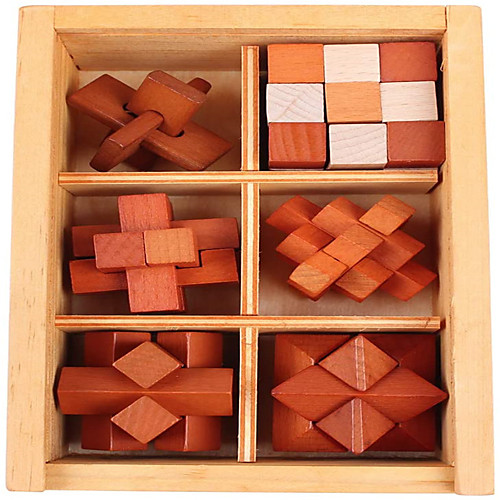 

Brain Teaser 6 pcs Puzzle 3D Children's Adult IQ Test Puzzles for Unlock Interlock Puzzle Wooden Toys