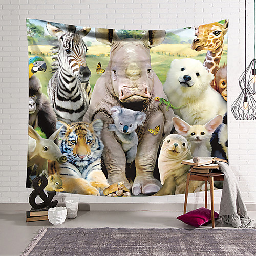 

Wall Tapestry Art Decor Blanket Curtain Hanging Home Bedroom Living Room Decoration Polyester Animal World