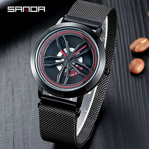 

SANDA watch waterproof fashion watch sports business men's mesh strap quartz watch