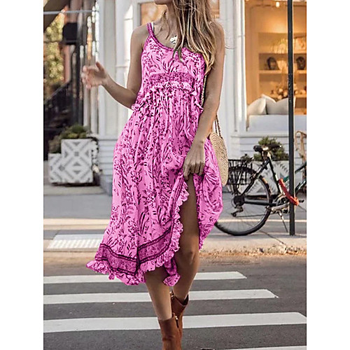 

2021 cross-border european and american amazon aliexpress tongxia new sling print dress bohemian midi skirt