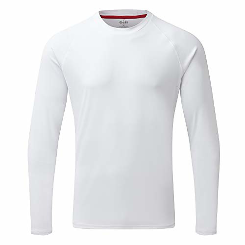 

men's uv tec crew neck long sleeve quick-dry fishing tee shirt, white, 2xl