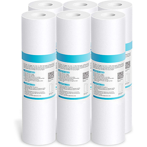 

5 Micron Water Filter Replacement 10x 2.5 Polypropylene Sediment Filter Cartridge for Whole House Compatible (6 Pack)