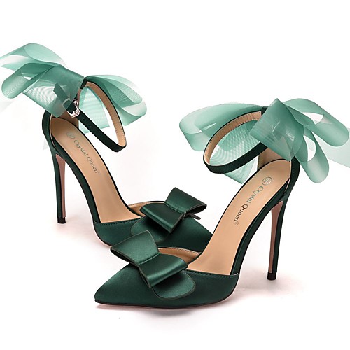 

Women's Heels Pumps Satin Solid Colored Black Green