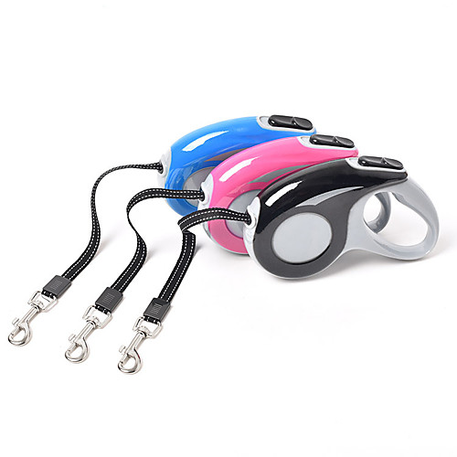 

Dog Cat Training Leash Dog Leash Pet Walking Leash Retractable Adjustable Flexible Escape Proof With Anti-Slip Handle Outdoor Walking Solid Colored Nylon Small Dog Medium Dog Black Blue Pink