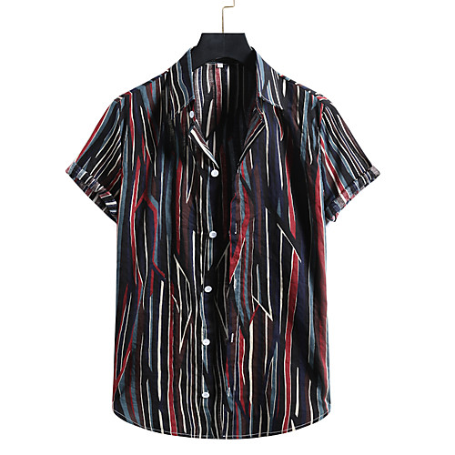 

Men's Shirt Other Prints Striped Print Short Sleeve Casual Tops Hawaiian A