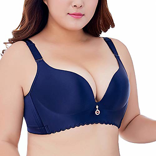 

ohrwurm women push up bra plus size wire free minimizer bra blue 44c