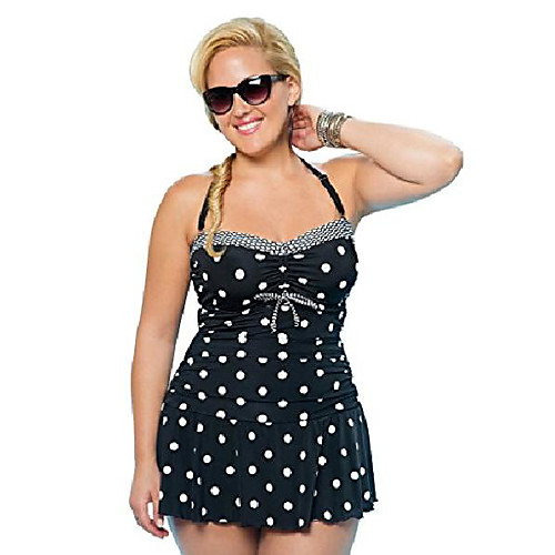 

nine town women retro polka dot halter neck swimsuit plus size tankini sets swimdress