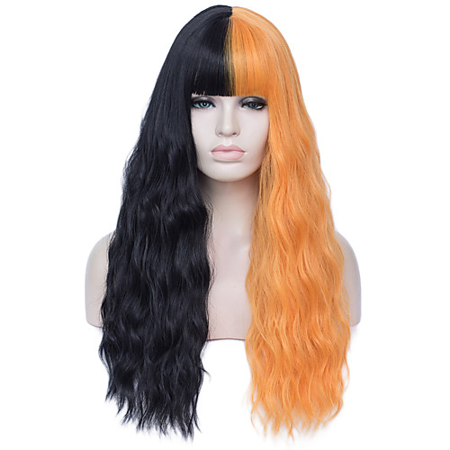 

Synthetic Wig Water Wave Neat Bang Wig Medium Length A1 Synthetic Hair Women's Cosplay Party Fashion Black Orange