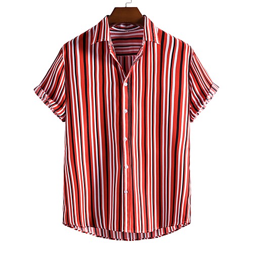 

Men's Shirt Other Prints Letter Animal Print Short Sleeve Daily Tops Beach Boho Red