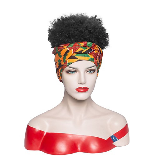 

cross-border new product headband turban wig europe and africa gradient color short short curly head cover chemical fiber wig cover