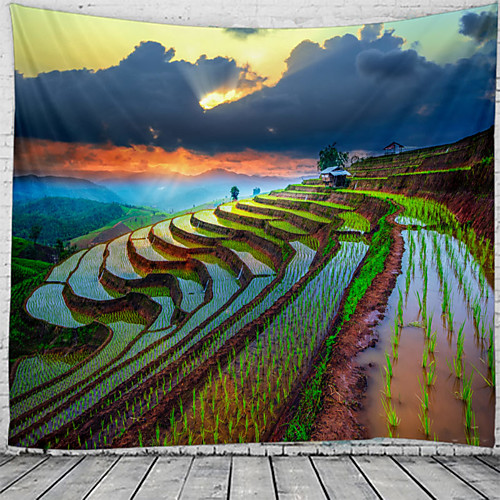 

Beautiful Rice Field In The Sunset Wall Tapestry Art Decor Blanket Curtain Hanging Home Bedroom Living Room Decoration Beautiful View From The Window