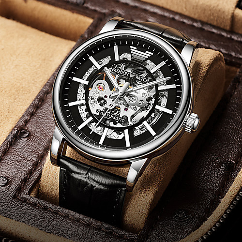 

hollow buckle male pointer steel belt casual mechanical watch male watch