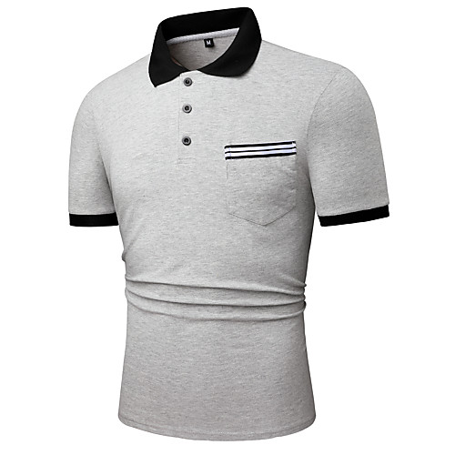

Men's Polo Other Prints Solid Colored Short Sleeve Casual Tops Cotton Gray