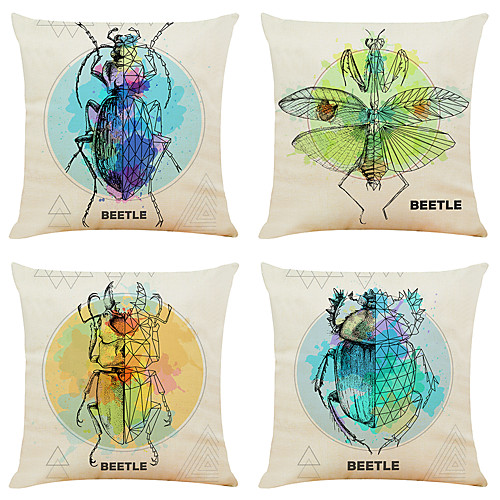 

Cushion Cover 4PCS Linen Soft Decorative Square Throw Pillow Cover Cushion Case Pillowcase for Sofa Bedroom 45 x 45 cm (18 x 18 Inch) Superior Quality Machine Washable