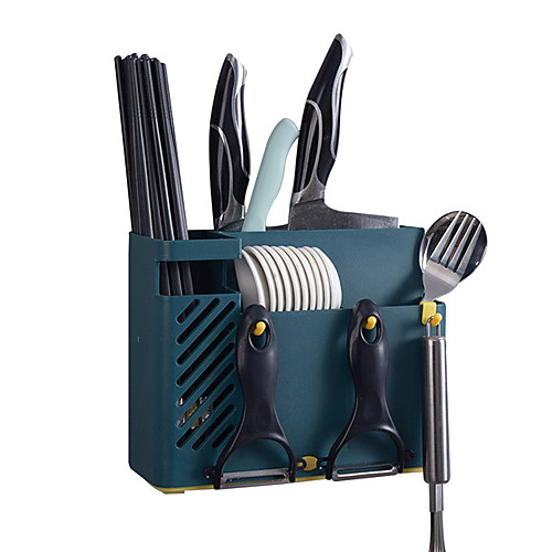 

Cooking Utensil Holder Wall-mounted Chopsticks Holder Water Draining Spoons Knives Straws Kitchen Organizer