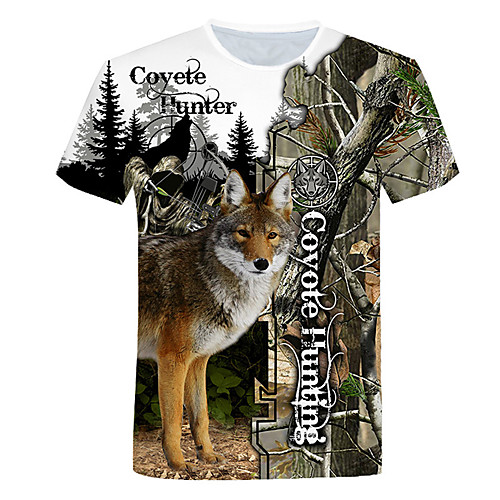 

Men's Hunting T-shirt Camo / Camouflage Deer 3D Print Short Sleeve Outdoor Summer Wearable Quick Dry Breathable Soft Cotton Camping / Hiking Hunting Fishing