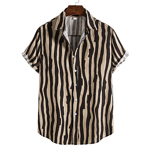 

Men's Shirt Other Prints Letter Animal Print Short Sleeve Daily Tops Beach Boho Coffee