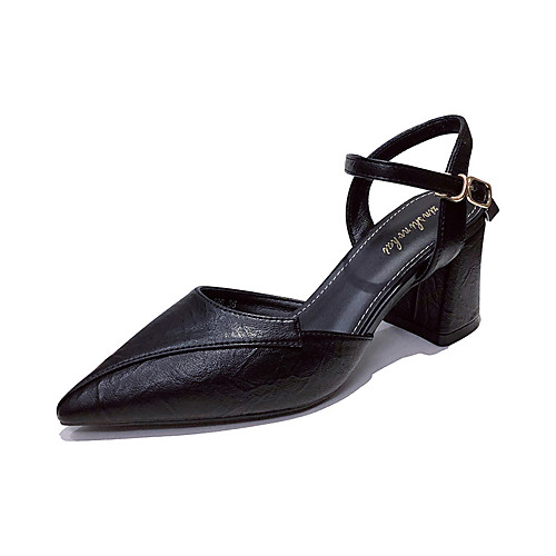

Women's Heels PU Solid Colored Almond Black