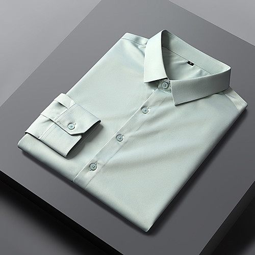 

Men's Shirt Solid Colored Button-Down Long Sleeve Casual Tops Business Basic Casual Yellow Green Royal Blue