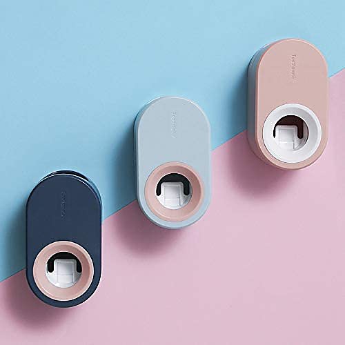 

Sweet Automatic Toothpaste Dispenser Wall-Mounted Dust-Proof Toothpaste Squeezer Toothpaste Rack Holder Pink