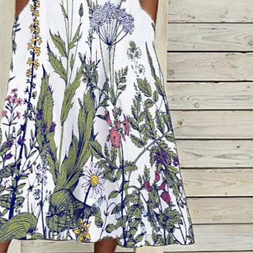 

2021 european and american women's new retro digital printing round neck sleeveless strapless mid-length vest dress wholesale