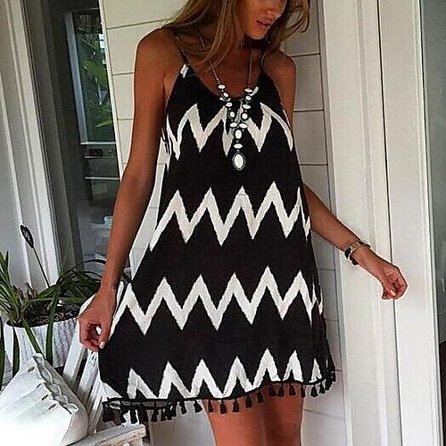 

Women's Chiffon Dress Short Mini Dress Black Sleeveless Striped Backless Summer Halter Neck Sexy 2021 S M L XL XXL 3XL
