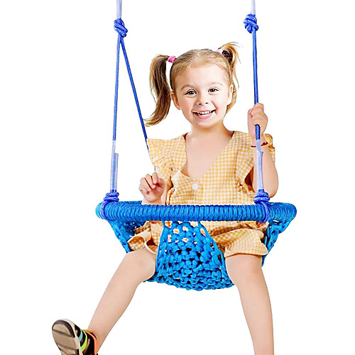 

Toddler Swing Set Adjustable Rope Hand-Knitting Round Children Swing Chair Metal Swing Sets for Backyard Indoor Outdoor Tree Room Porch Playground