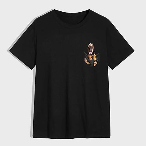 

Men's Tee T shirt Hot Stamping Dog Graphic Prints Print Short Sleeve Casual Tops 100% Cotton Basic Designer Big and Tall Black