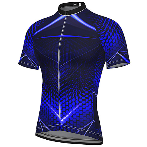 

21Grams Men's Short Sleeve Cycling Jersey Spandex Blue Bike Top Mountain Bike MTB Road Bike Cycling Breathable Quick Dry Sports Clothing Apparel / Athleisure