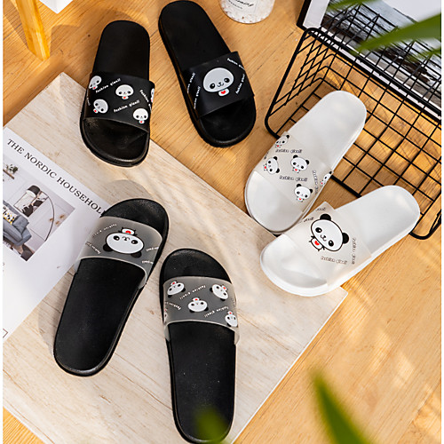 

New Product Bathroom Slippers Female Frosted Transparent Pattern Brown Bear White Rabbit Sandals Inside And Outside Wear Sesame Black And White Women's Shoes Wholesale