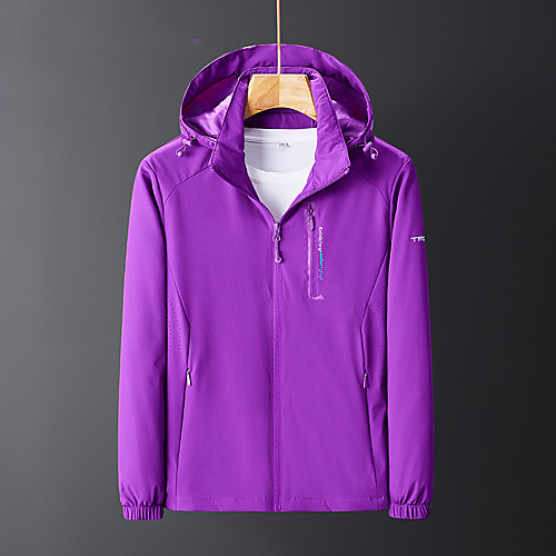 

Women's Hiking Windbreaker Outdoor Solid Color Waterproof Windproof Breathable Top Full Length Visible Zipper Hunting Fishing Climbing Purple Blue Rose Red