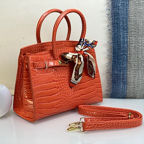

Women's Bags PU Leather Satchel Top Handle Bag Date Office & Career 2021 Handbags Black Blue Orange Gray