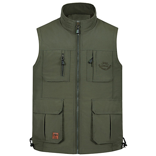 

Men's Fishing Vest Outdoor Multi-Pockets Quick Dry Lightweight Breathable Vest / Gilet Autumn / Fall Spring Fishing Photography Camping & Hiking Army Green Khaki / Cotton / Sleeveless / Solid Colored