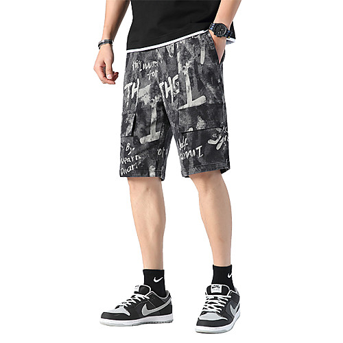 

Men's Shorts Shorts Pants Solid Color Knee Length Black Blue