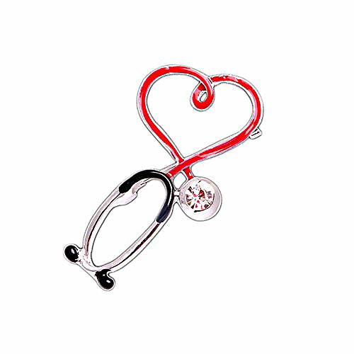 

xuner nurse stethoscope pins cuterus heart-shaped pins lapel pin personality medicine brooch medical jewelry for women nurse/doctor/student/ladies accessories gifts hat lapel pins (silver)