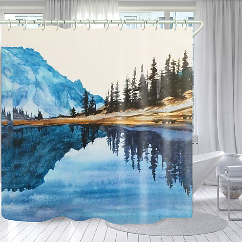 

Landscape Painting in Picture Digital Printing Shower Curtain Shower Curtains Hooks Modern Polyester New Design