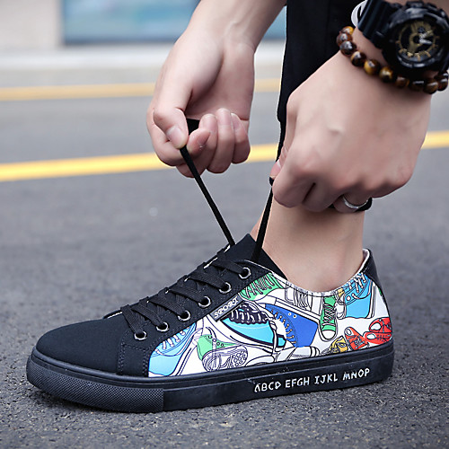 

Men's Sneakers Sporty Casual Daily Outdoor Walking Shoes PU Breathable Non-slipping Wear Proof White Black Black / Blue Spring Summer