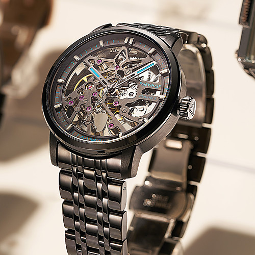 

men's automatic mechanical watch hollow waterproof