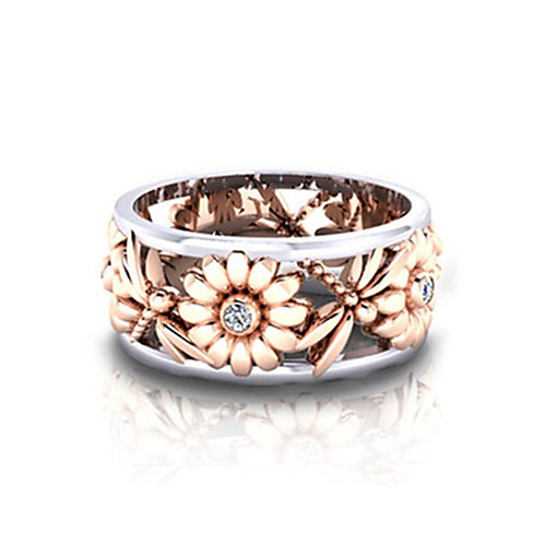 

silver rings women's elegant sunflower dragonfly hollow finger ring band jewelry cubic zirconia ring with side stone copper leaf eternity band