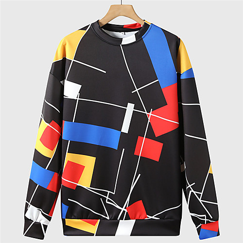 

Men's Pullover Sweatshirt Color Block Graphic Prints 3D Sports & Outdoor Daily Sports Hot Stamping Basic Casual Hoodies Sweatshirts Black