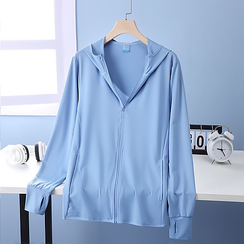 

Men's Hiking Jacket Outdoor Solid Color Waterproof Windproof Quick Dry Breathable Jacket Full Length Visible Zipper Fishing Climbing Beach White Blue Grey