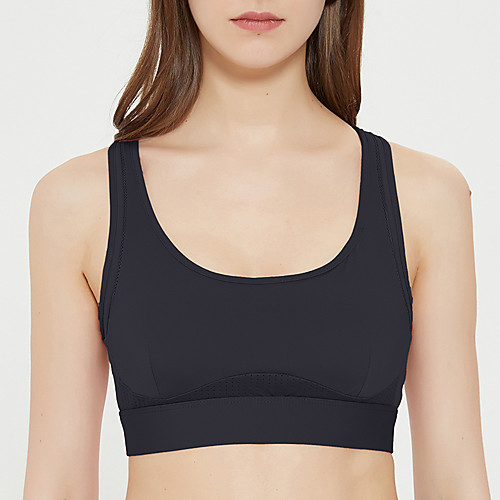 

Women's Sports Bra Running Bra Wirefree Nylon Yoga Fitness Adjustable Breathable Soft Padded Light Support Black Blue Pink Solid Colored / Micro-elastic