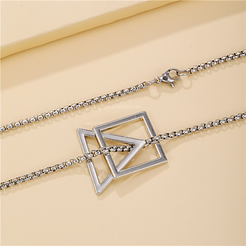 

simple geometric triangle square necklace female titanium steel stainless steel necklace hip-hop accessories