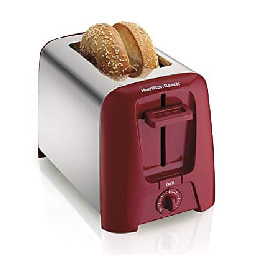 

hamilton beach 2 slice extra wide slot toaster with shadow selector, toast boost, automatic shut-off, red (22623)
