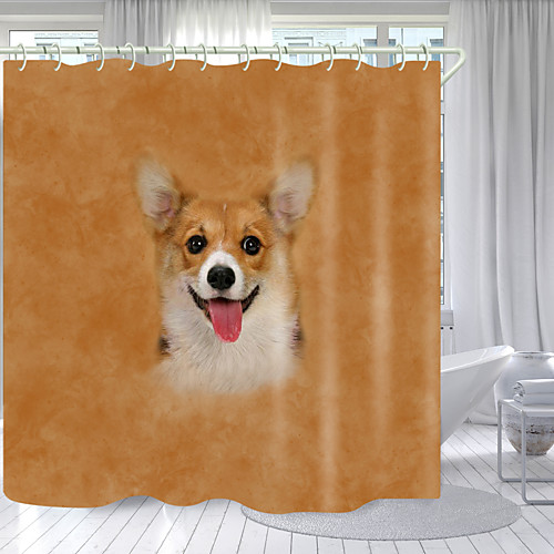 

Long-Eared Puppy Digital Printing Shower Curtain Shower Curtains Hooks Modern Polyester New Design