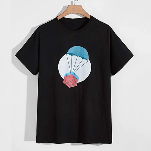 

Men's Tee T shirt Hot Stamping Graphic Prints Moon Print Short Sleeve Casual Tops 100% Cotton Basic Designer Big and Tall Black