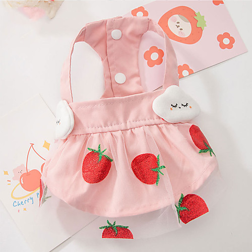 

Dog Cat Dress Strawberry Fruit Elegant Adorable Cute Casual / Daily Dog Clothes Puppy Clothes Dog Outfits Breathable Pink Costume for Girl and Boy Dog Cotton Fabric XS S M L XL XXL